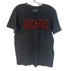 ACDC Band Concert TShirt Mens Medium Gray Red Rock and Roll Music